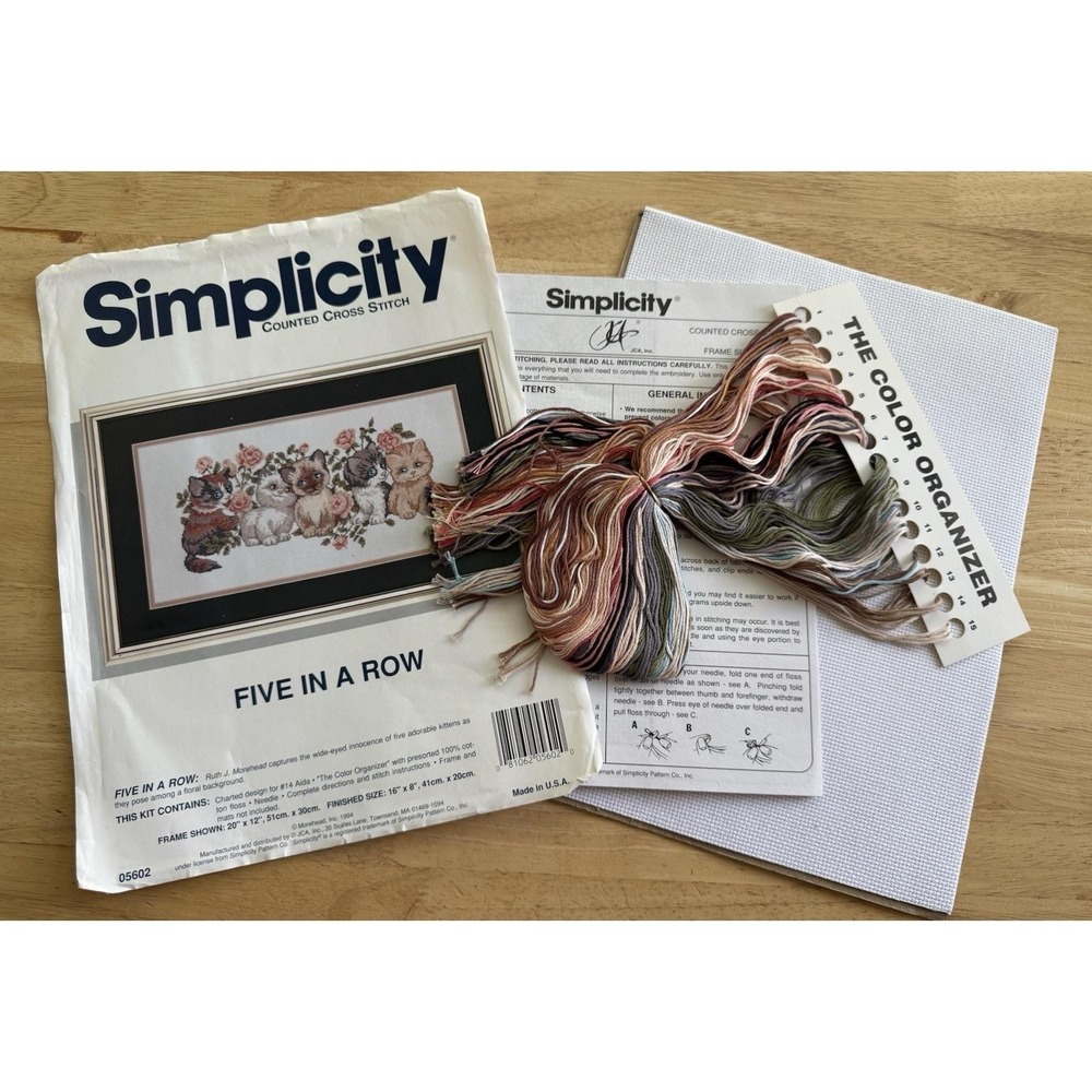 Simplicity Five in a Row Counted Cross Stitch Kit - Open Package
